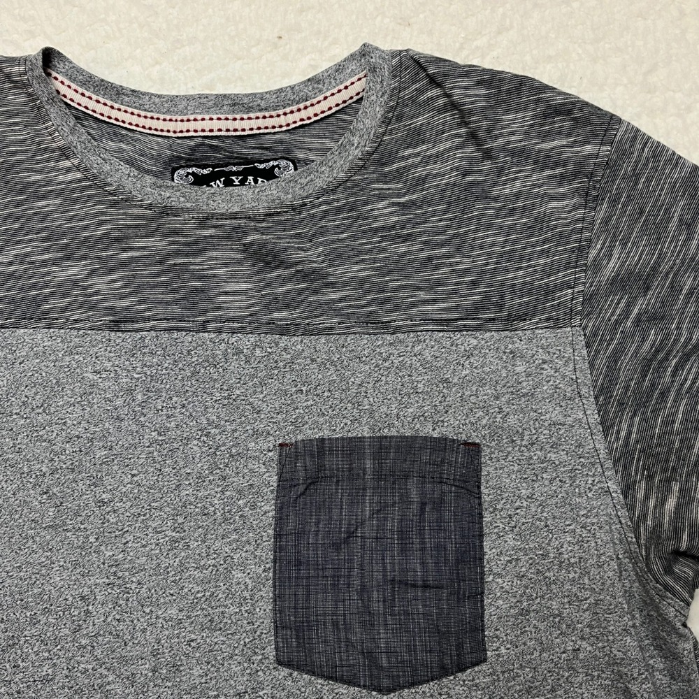 Raw Yarn Industries T Shirt Mens Large Gray Colorblock Pocket Slub Knit Tee